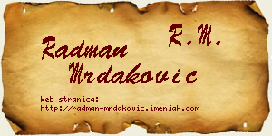 Radman Mrdaković vizit kartica
